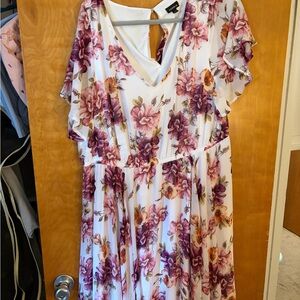 Torrid Floral Midi Dress - White and Purple